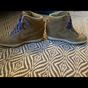 Nike Beige Suede Wedge Sneakers